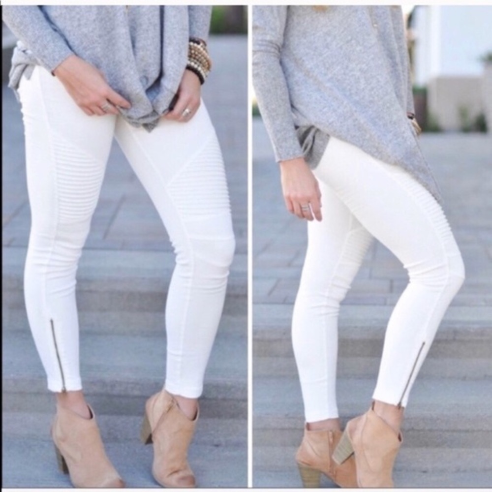 WHITE MOTO LEGGING